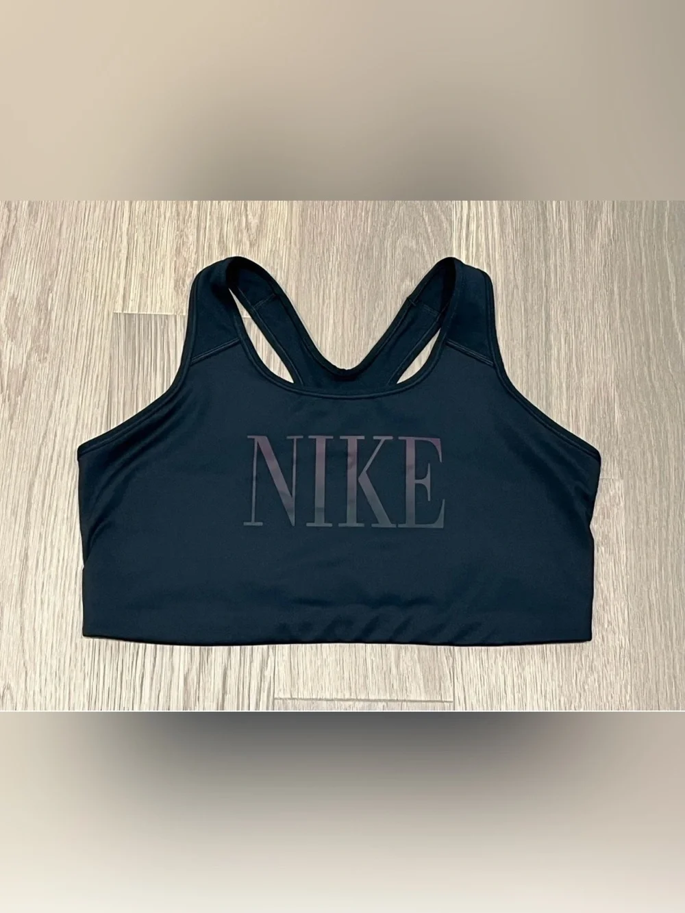 2X Womens Plus NIKE Black Logo Racerback Sports Bra Top Fitness DRI-FIT Unpadded